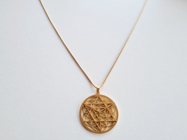 collier fleur de vie merkaba argentée acier inoxydable